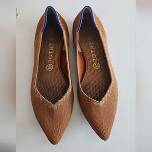 Rothy's Brown Flats with Blue Trim